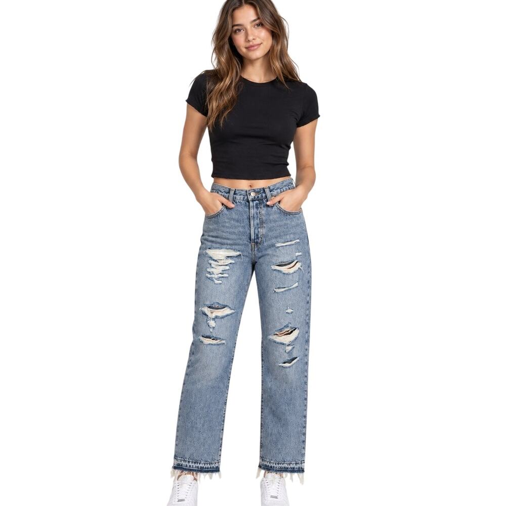 Levi’s Ribcage Straight Ankle Jeans High Rise Denim Size 25x27